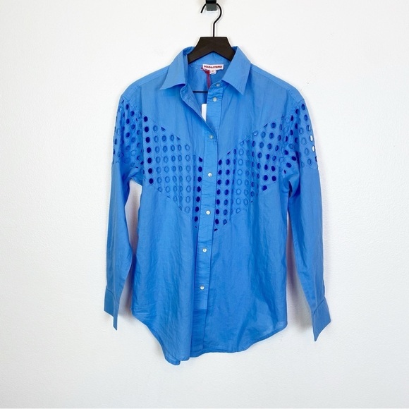 Solid & Striped Arlette Shirt Eyelet in French Blue - Picture 5 of 8